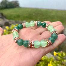 Load image into Gallery viewer, Vibrant colorful Jade with Sparkly Rhinestones Stretchy Bracelet
