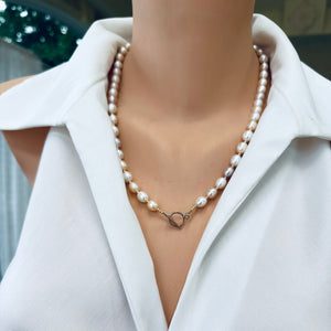 Classic Pastel Pearl Necklace of AAA+ Quality, 14K GF, 21.5"