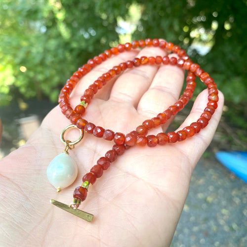Carnelian beaded necklace