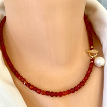 Load image into Gallery viewer, carnelian cube beads necklace
