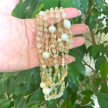 Load image into Gallery viewer, Golden Citrine &amp; Freshwater Pearls very long Necklace, 61 &#39;inches, Gold Plated

