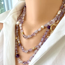 Load image into Gallery viewer, Lavender Amethyst &amp; Freshwater Pearl Layering Necklace, 61 &#39;in,
