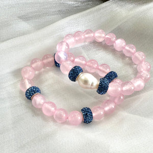 Bracelet en jade rose avec perle