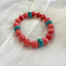 Load image into Gallery viewer, Chunky Red Jade Stretch Bracelet with Pearls
