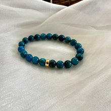 Load image into Gallery viewer, Neon Blue Apatite Stretchy Bracelet in 6mm, 14K GF, 7&quot;
