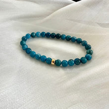 Load image into Gallery viewer, Neon Blue Apatite Stretchy Bracelet in 6mm, 14K GF, 7&quot;

