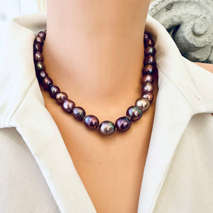 Purple Edison Baroque Pearl Necklace, GV Marine Clasp, 17.5"