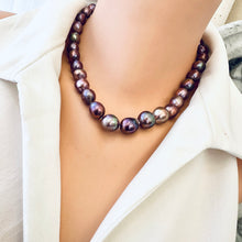 Load image into Gallery viewer, Purple Edison Baroque Pearl Necklace, GV Marine Clasp, 17.5&quot;
