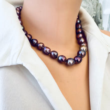 Load image into Gallery viewer, Purple Edison Baroque Pearl Necklace, GV Marine Clasp, 17.5&quot;
