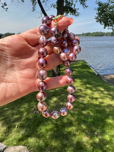 Purple Edison Baroque Pearl Necklace, GV Marine Clasp, 17.5"