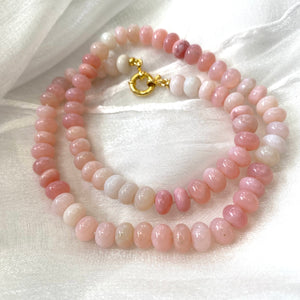 Shaded Pink Opal Candy Necklace, 18.5"inches, Gold Vermeil Plated Sterling Silver Marine Closure