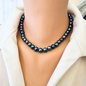 Peacock Pearl Necklace, GP Magnetic Clasp, 16.5" – Handmade in Canada