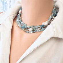 Load image into Gallery viewer, Baroque Blue Aquamarine &amp; Pearl Necklace, 65&quot;, GP
