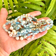 Load image into Gallery viewer, Baroque Blue Aquamarine &amp; Pearl Necklace, 65&quot;, GP
