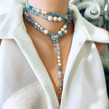 Load image into Gallery viewer, Baroque Blue Aquamarine &amp; Pearl Necklace, 65&quot;, GP
