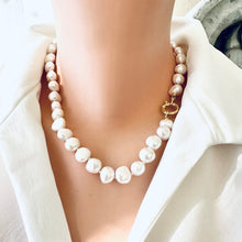 Load image into Gallery viewer, Small Baroque Pearl Necklace, GV Marine Clasp, 18.5&quot;
