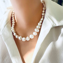 Load image into Gallery viewer, Small Baroque Pearl Necklace, GV Marine Clasp, 18.5&quot;

