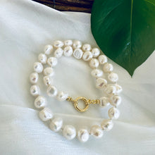 Load image into Gallery viewer, Small Baroque Pearl Necklace, GV Marine Clasp, 18.5&quot;
