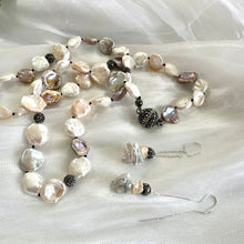 Load image into Gallery viewer, Gray &amp; Peachy Petal Pearl Threaders, Silver
