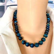 Carica l&#39;immagine nel visualizzatore di Gallery, Hand Knotted Blue Black Tiger&#39;s Eye Candy Necklace w Gold Vermeil, 18.5&quot;inches
