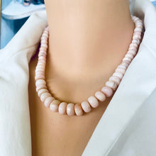 Load image into Gallery viewer, Graduated Pink Opal Candy Necklace, 18.5&quot;inches, Gold Vermeil Plated Sterling Silver Marine Closure
