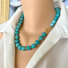 Cargar imagen en el visor de la galería, Chunky Blue Amazonite Gumball Candy Necklace, Gold, 20&quot; – Handmade in Canada
