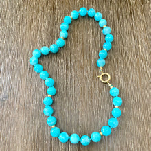 Cargar imagen en el visor de la galería, Chunky Blue Amazonite Gumball Candy Necklace, Gold, 20&quot; – Handmade in Canada
