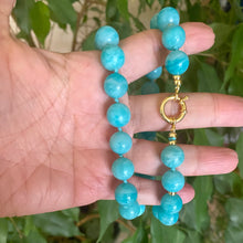 Cargar imagen en el visor de la galería, Chunky Blue Amazonite Gumball Candy Necklace, Gold, 20&quot; – Handmade in Canada
