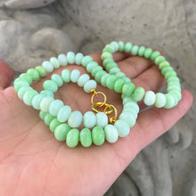 Load image into Gallery viewer, Bright Green Opal Candy Necklace, 18.5-19&quot;inches, Gold Vermeil Plated Sterling Silver Push Lock Closure
