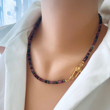 Charger l&#39;image dans la galerie, Watermelon Multi Color Tourmaline Necklace, Gold Vermeil Plated Silver, 19&quot;inches, October Birthstone
