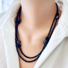 Charger l&#39;image dans la galerie, Black Spinel and Tahitian Baroque Pearls Long Beaded Necklace, in 41&quot; or 44&quot;inches 
