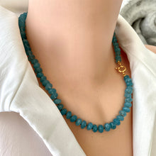 Cargar imagen en el visor de la galería, Hand Knotted Enhanced Aquamarine Candy Necklace, 19&quot;in, Gold Vermeil, March Birthstone
