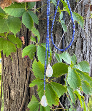 Charger l&#39;image dans la galerie, Blue Sodalite &amp; Two Baroque Pearl Lariat Wrap Necklace, 46.5&quot;
