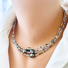Load image into Gallery viewer, Natural Mix Stones Gemstone Multi Color Necklace &amp; Tahitian Pearl, 14K GF, 16.5&quot;
