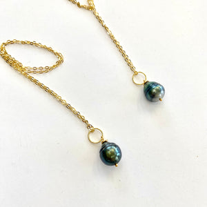 Tahitian Baroque Pearl Pendant on Vermeil, Gold Plated Silver Flat Cable Chain, 20"in