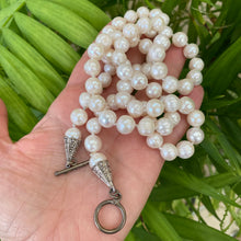 Load image into Gallery viewer, Hand Knotted Freshwater Pearls Chunky Necklace, Oxidized Sterling Silver, 34&quot;inches
