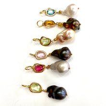 Cargar imagen en el visor de la galería, Aquamarine Candy Necklace, Baroque Pearl Pendant, GV, 19-21&quot;
