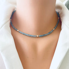 Charger l&#39;image dans la galerie, Blue Topaz &amp; Freshwater Pearl Choker Necklace, Gold Fill, December Birthstone , 16.5&quot;In
