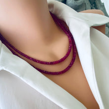 Charger l&#39;image dans la galerie, Graduated Longido Red Ruby Necklace, July Birthstone, Gold Filled, 18&quot;or 19.5&quot;inches
