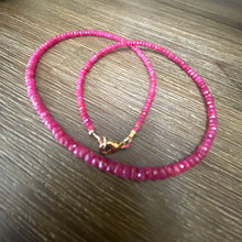 Lade das Bild in den Galerie-Viewer, Graduated Longido Red Ruby Necklace, July Birthstone, Gold Filled, 18&quot;or 19.5&quot;inches
