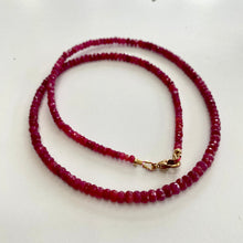 Carica l&#39;immagine nel visualizzatore di Gallery, Graduated Longido Red Ruby Necklace, July Birthstone, Gold Filled, 18&quot;or 19.5&quot;inches
