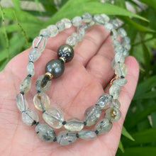 Cargar imagen en el visor de la galería, Prehnite &amp; Tahitian Baroque Pearl Candy Necklace, 14K GF, 19&quot; – Handmade in Canada
