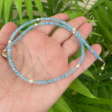 Load image into Gallery viewer, Blue Topaz &amp; Pearl Choker Necklace, 14K GF, 16.5&quot;
