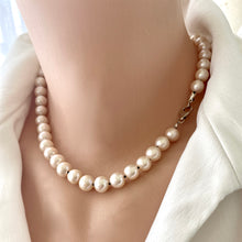 Load image into Gallery viewer, Off-White Pearl Choker Necklace, Silver
