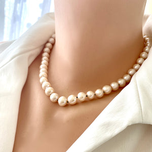 Off-White Pearl Choker Necklace, Sterling Silver, 16.5"inches