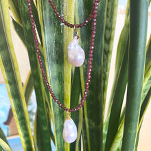 Load image into Gallery viewer, Red Garnet &amp; Baroque Pearl Pendant Necklace, 14K GF, in 21.5&quot;&amp; 28&quot;
