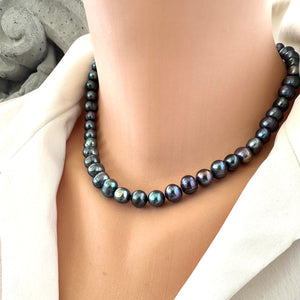Peacock Pearl Necklace, GP Magnetic Clasp, 16.5" – Handmade in Canada