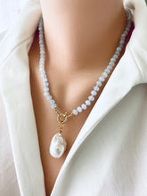 Cargar imagen en el visor de la galería, Aquamarine Candy Necklace, Baroque Pearl Pendant, GV, 19-21&quot;
