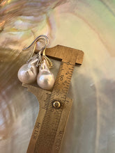 Lade das Bild in den Galerie-Viewer, White Baroque Pearl Drop Earrings, in Silver or GV
