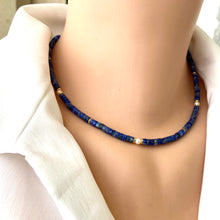 Carica l&#39;immagine nel visualizzatore di Gallery, Lapis Lazuli &amp; Pearl Choker Necklace, GP, 15-16.5&quot;
